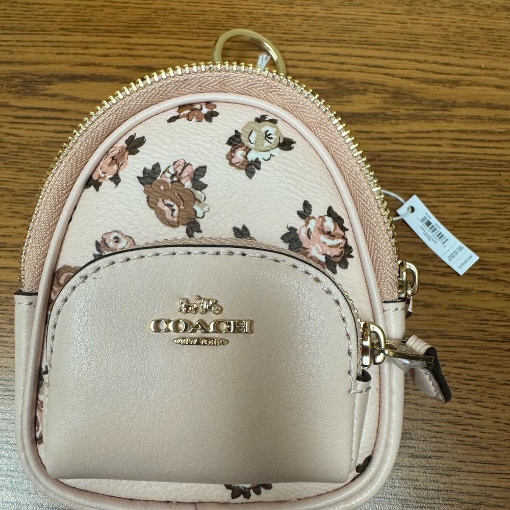 Coach Mini Floral Backpack - Pink and Cream